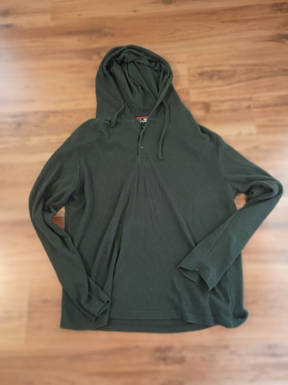 Denim & Flower Men's Forest Green Waffle Knit Hooded Pullover